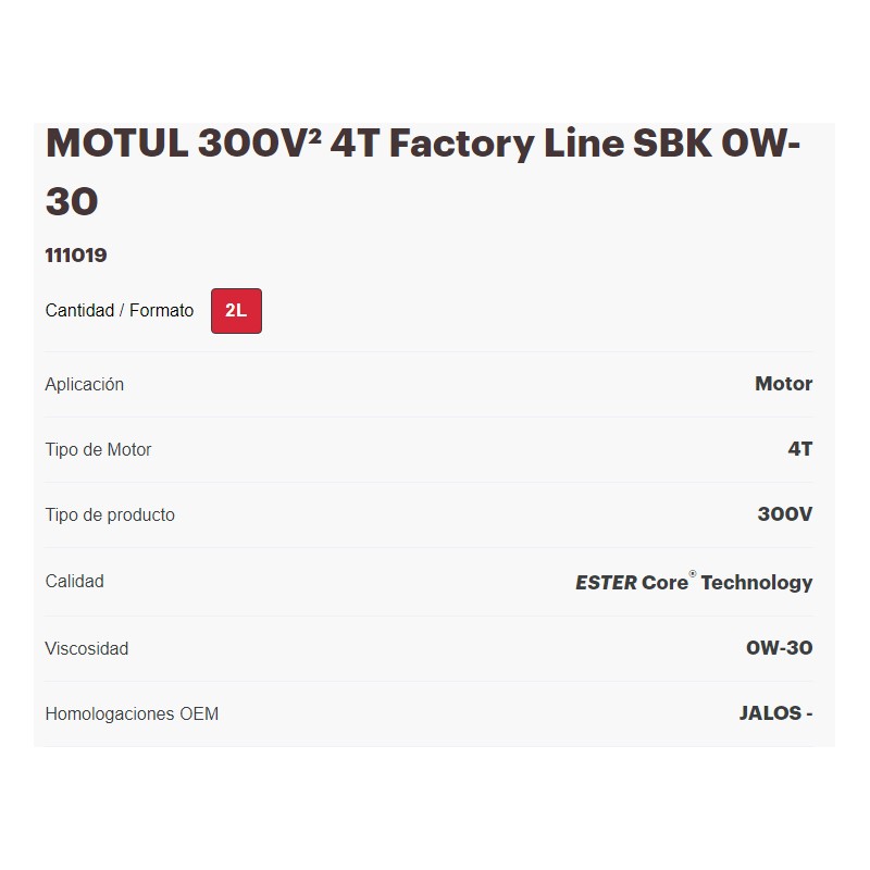 MOTUL 300V² 4T FACTORY LINE SBK 0W-30