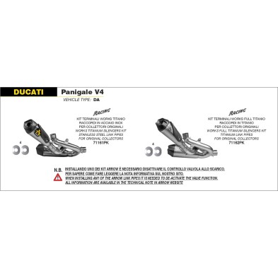 ARROW KIT TERMINAL WORKS TITANIUM DUCATI PANIGALE V4 2018-22