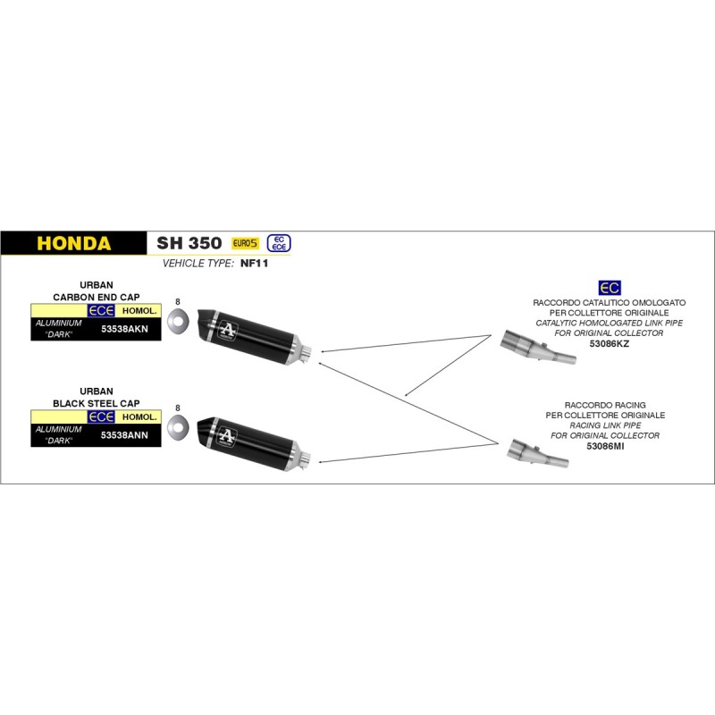 Conector catalítico homologado para escape Urban 53086KZ