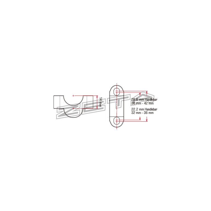 ZETA HANDLEBAR RISER SPACER +14mm 22.2mm ZE53-0714