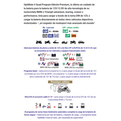 OPTIMATE 4 QUAD PROGRAM PREMIUM TM630-PR BATTERY CHARGER/MAINTAINER