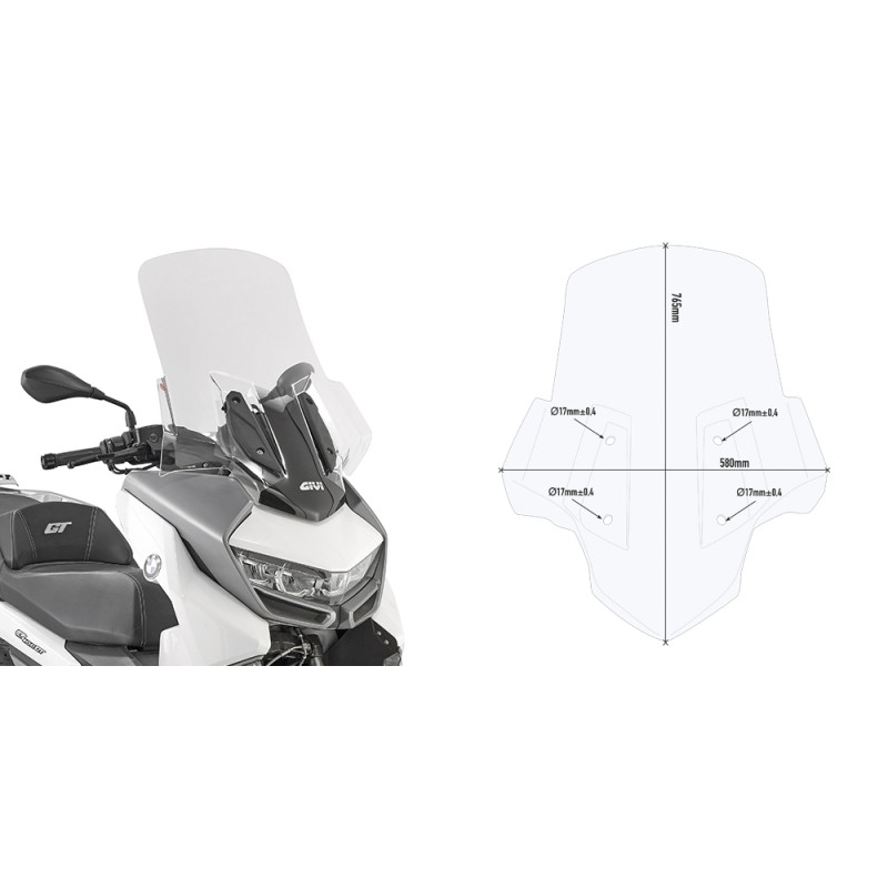 GIVI TRANSPARENT WINDSCREEN C 400 GT (19 - 24) 5132DT