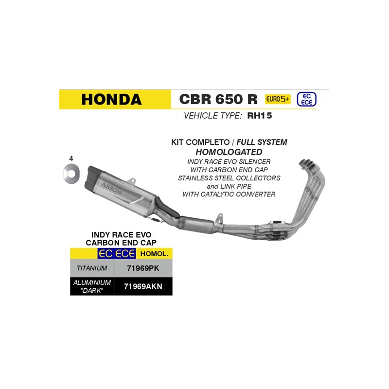 ARROW SISTEMA COMPLETO INDY RACE EVO CBR650 R 2024-25