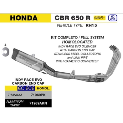 ARROW SISTEMA COMPLETO INDY RACE EVO CBR650 R 2024-25