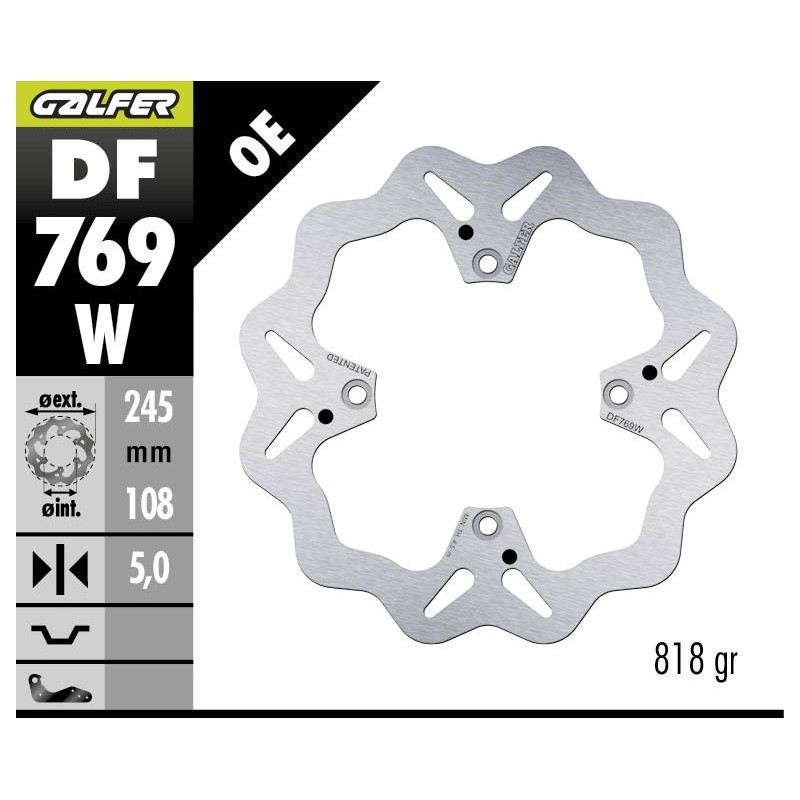 GALFER DISCO DE FRENO WAVE FIJO DF769W