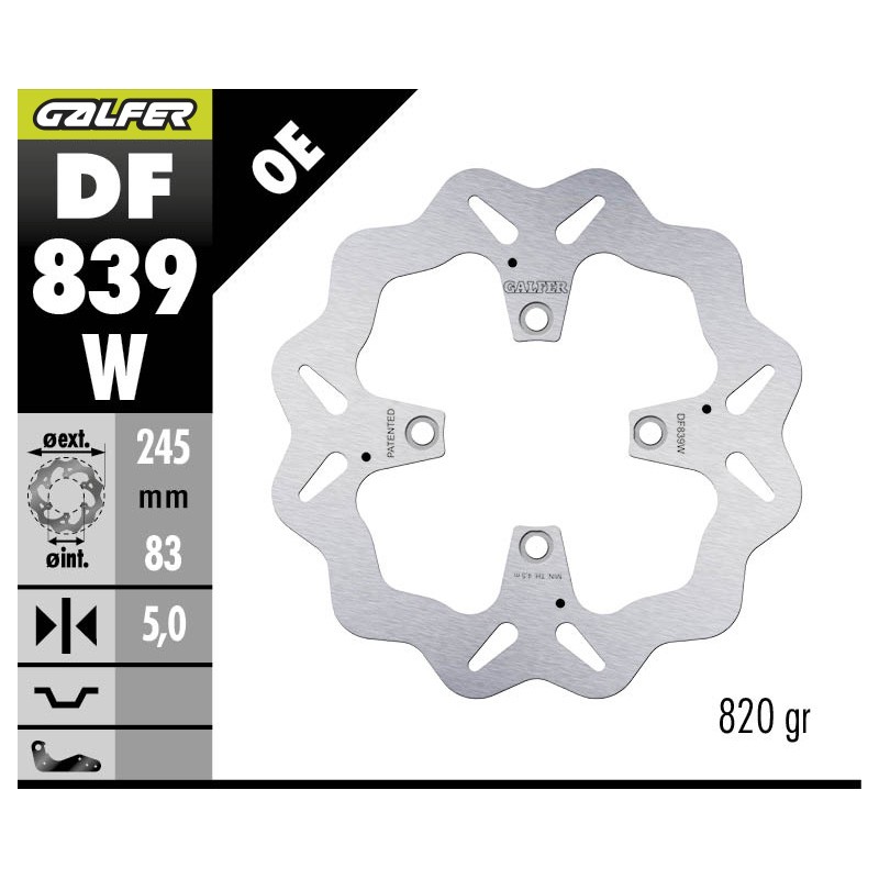 GALFER WAVE FIXED BRAKE DISC DF839W