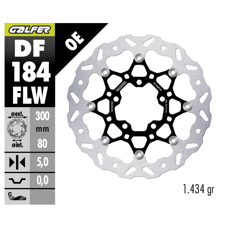 GALFER FLOATING FRONT BRAKE DISC W DF184FLW