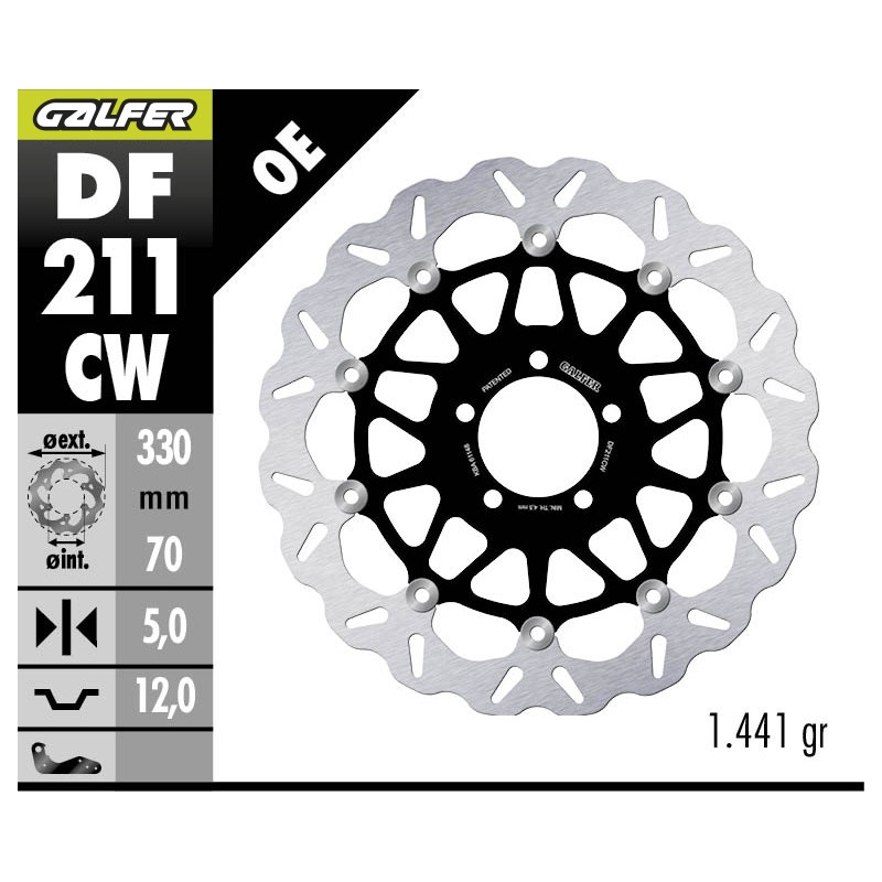 GALFER FRONT BRAKE DISC W FLOATING DF211CW