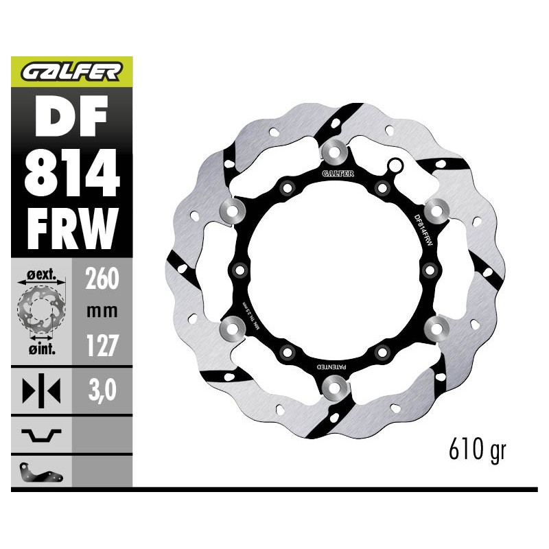GALFER FLOATING GROOVED BRAKE DISC DF814FRW