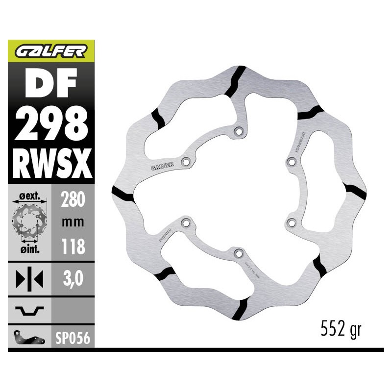 GALFER DISCO SOBREDIMENSIONADO FIXED GROOVED DF298RWSX