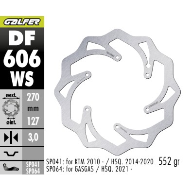 GALFER OVERSIZED DISC W FIXED DF606WS