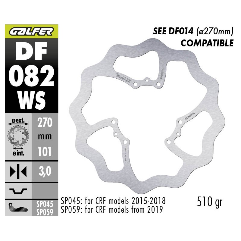 GALFER OVERSIZED FIXED DISC DF082WS