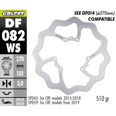 GALFER DISCO SOBREDIMENSIONADO FIXED DF082WS