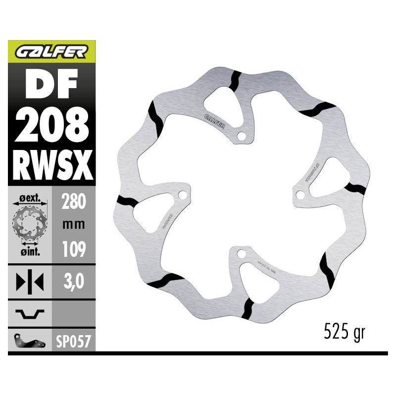 GALFER DISCO SOBREDIMENSIONADO FIXED GROOVED DF208RWSX