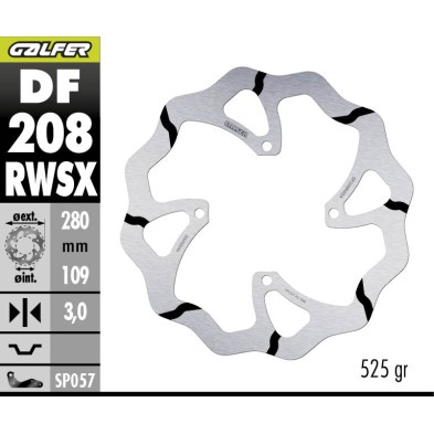 GALFER OVERSIZED FIXED GROOVED DISC DF208RWSX