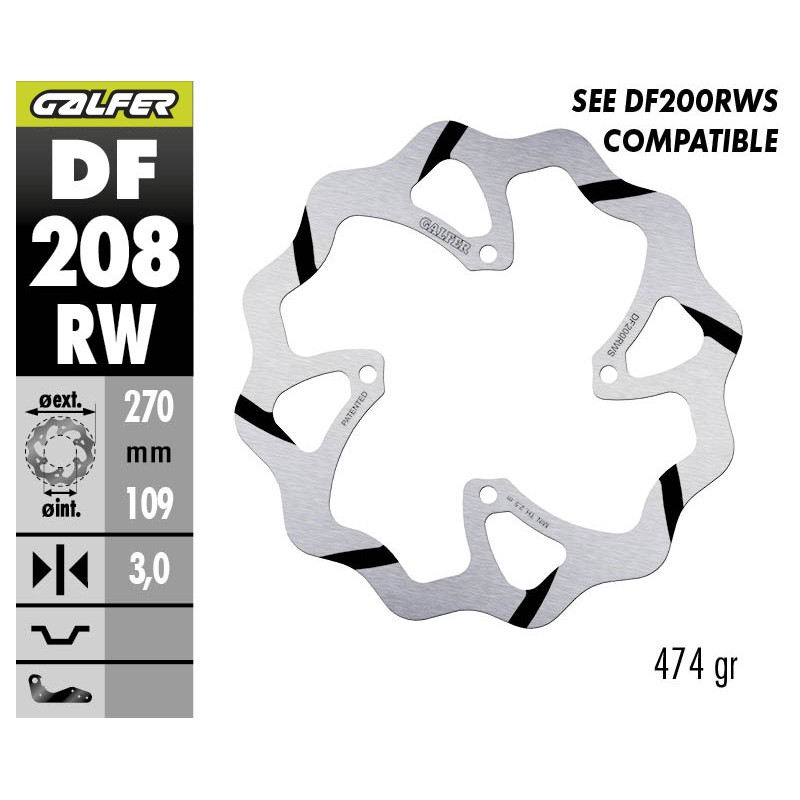 GALFER DISCO DE FRENO OFF-ROAD W FIXED GROOVED DF208RW
