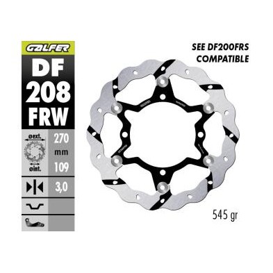 GALFER FLOATING BRAKE DISC W GROOVED DF208FRW