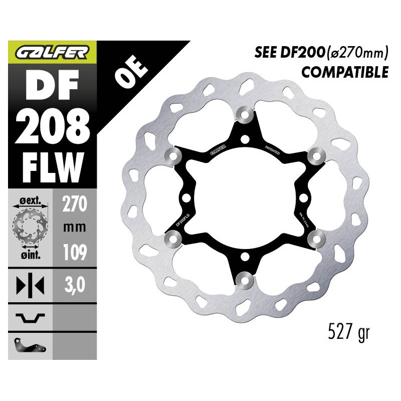 GALFER FLOATING BRAKE DISC W FLOATING DF208FLW