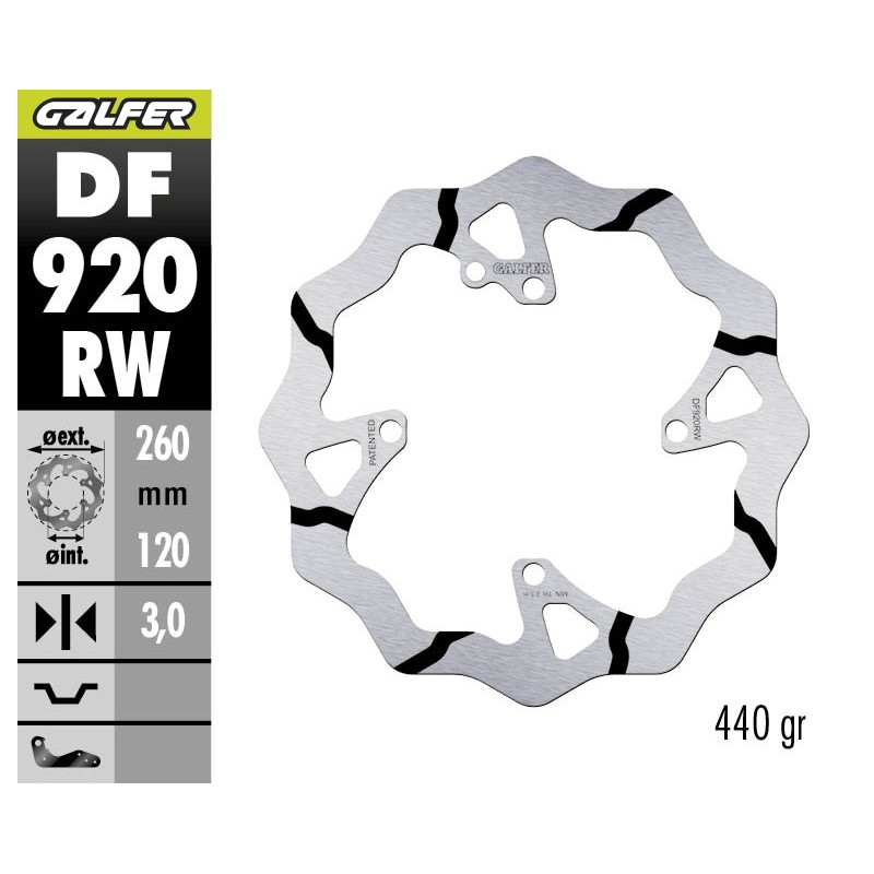 GALFER OFF-ROAD BRAKE DISC W FIXED GROOVED DF920RW