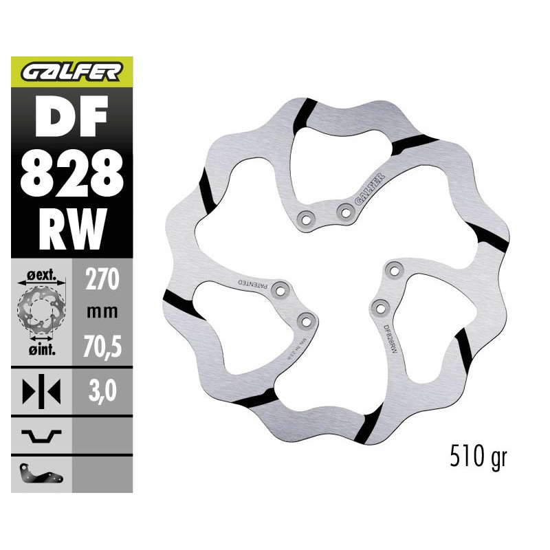 GALFER OFF-ROAD BRAKE DISC W FIXED GROOVED DF828RW