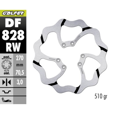GALFER OFF-ROAD BRAKE DISC W FIXED GROOVED DF828RW