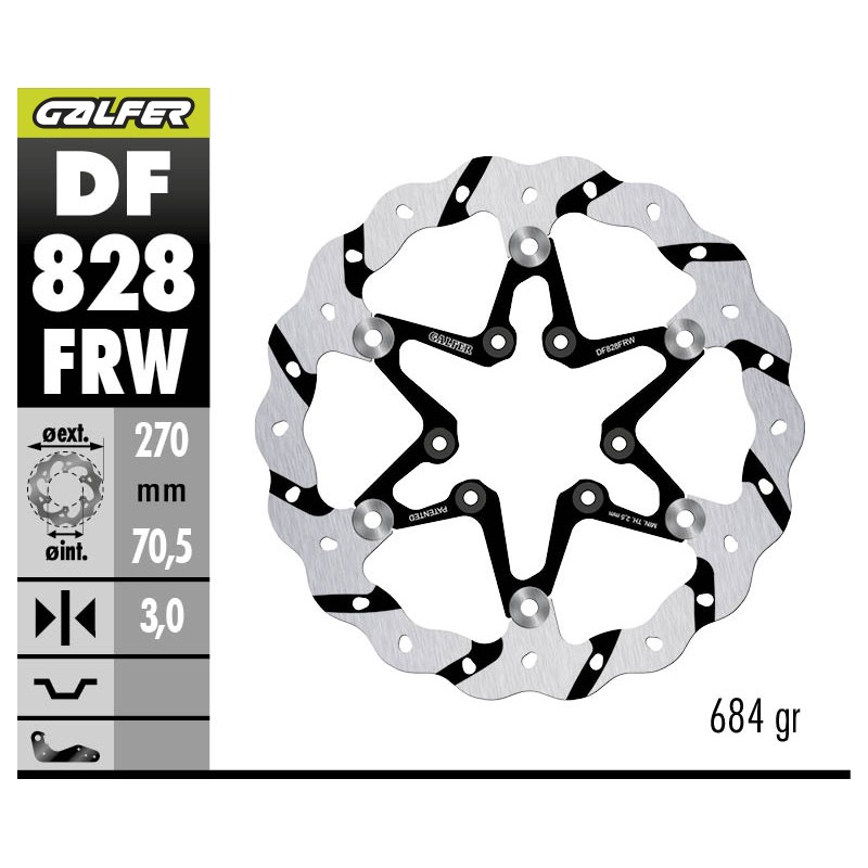 GALFER OFF-ROAD BRAKE DISC WITH FLOATING GROOVED DF828FRW