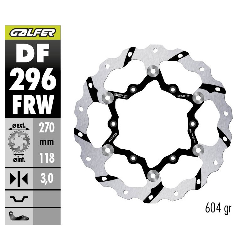 GALFER OFF-ROAD BRAKE DISC WITH FLOATING GROOVED DF296FRW