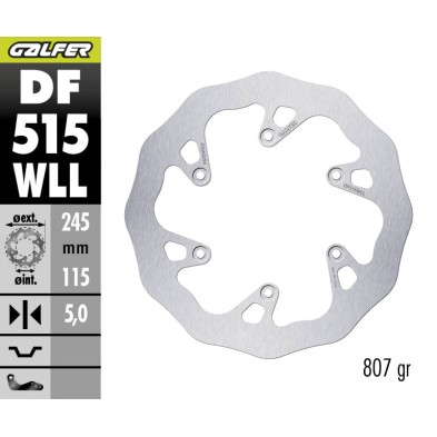 GALFER OFF-ROAD BRAKE DISC W FIXED SOLID DF515WLL