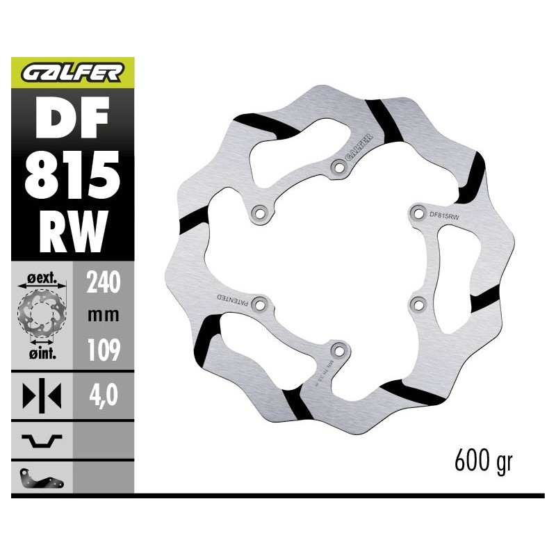 GALFER OFF-ROAD BRAKE DISC W FIXED GROOVED DF515RW