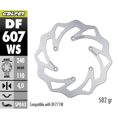 GALFER DISCO SOBREDIMENSIONADO FIXED DF607WS
