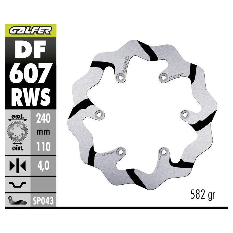 GALFER DISCO SOBREDIMENSIONADO FIXED GROOVED DF607RWS