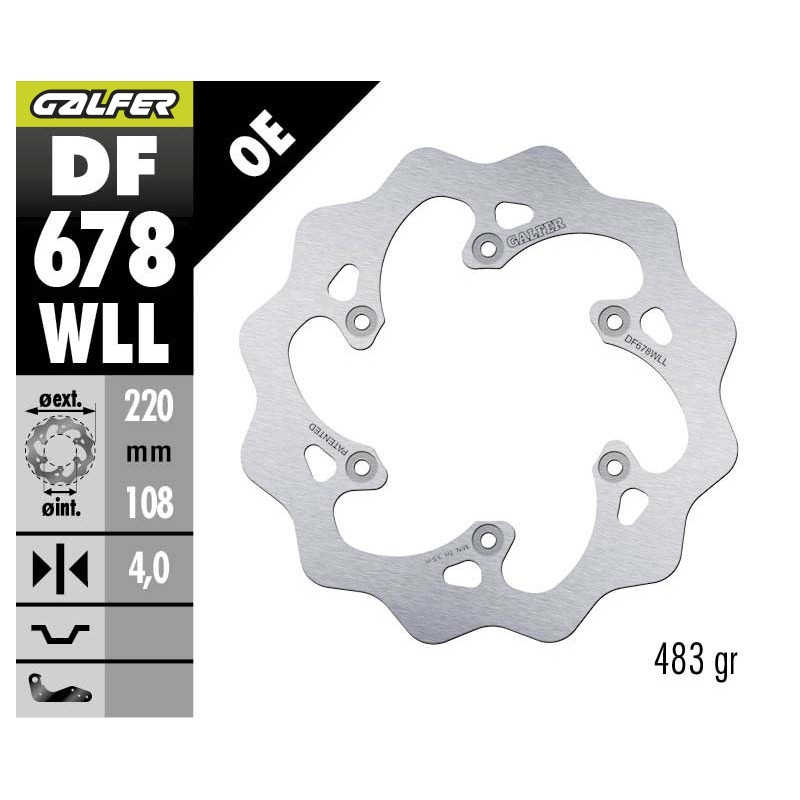 GALFER OFF-ROAD BRAKE DISC W FIXED DF678WLL