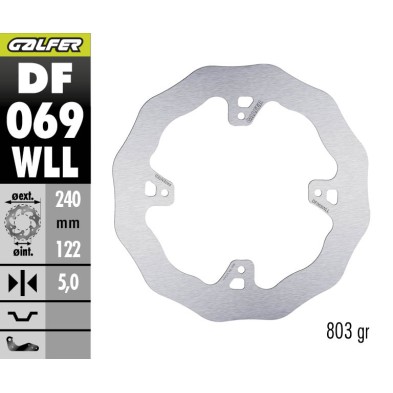 GALFER OFF-ROAD BRAKE DISC W FIXED SOLID DF069WLL