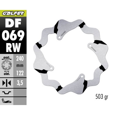 GALFER OFF-ROAD BRAKE DISC W FIXED GROOVED DF069RW