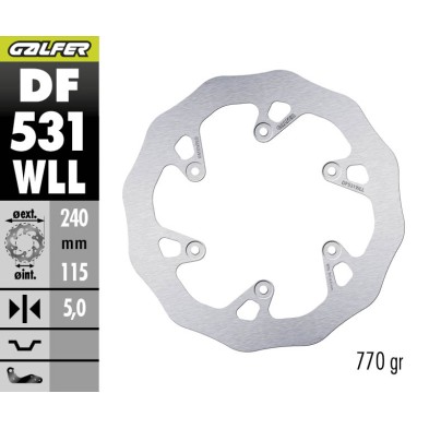 GALFER OFF-ROAD BRAKE DISC W FIXED SOLID DF531WLL