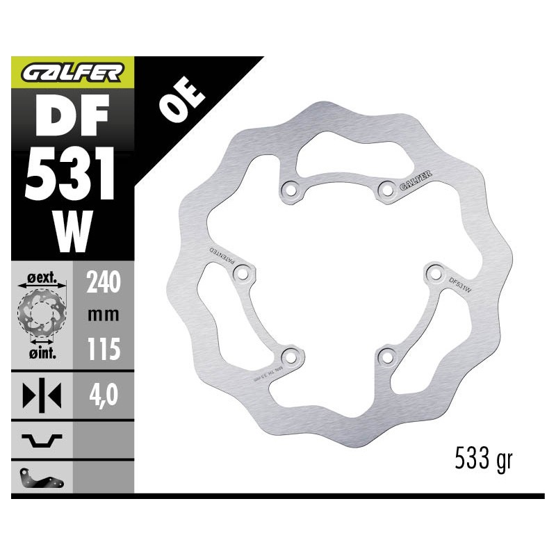 GALFER OFF-ROAD BRAKE DISC W FIXED DF531W