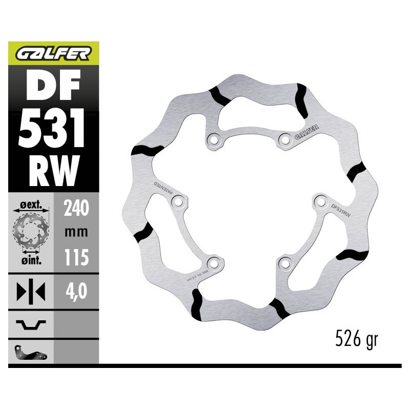 GALFER OFF-ROAD BRAKE DISC W FIXED GROOVED DF531RW