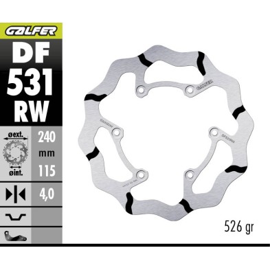 GALFER OFF-ROAD BRAKE DISC W FIXED GROOVED DF531RW