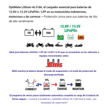 OPTIMATE LITHIUM CARGADOR BATERIA 12V 0.8A TM-470 - Beracing 2